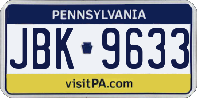 PA license plate JBK9633