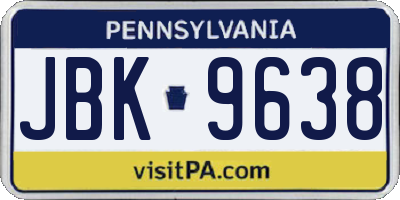 PA license plate JBK9638