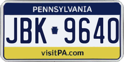 PA license plate JBK9640