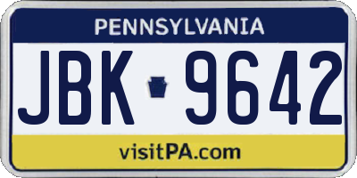 PA license plate JBK9642