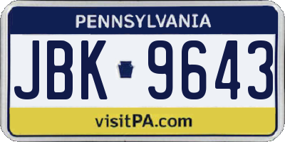PA license plate JBK9643