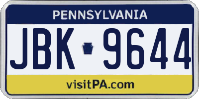 PA license plate JBK9644