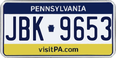 PA license plate JBK9653