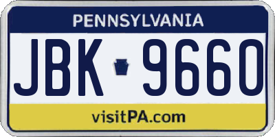 PA license plate JBK9660