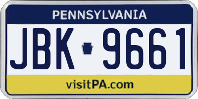 PA license plate JBK9661