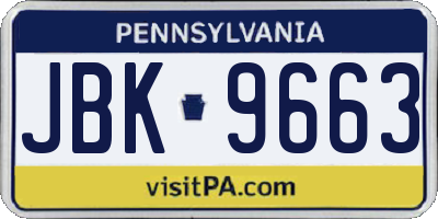 PA license plate JBK9663