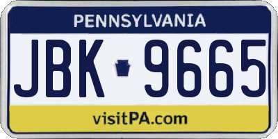 PA license plate JBK9665