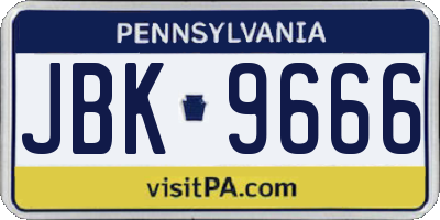 PA license plate JBK9666