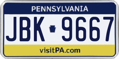 PA license plate JBK9667