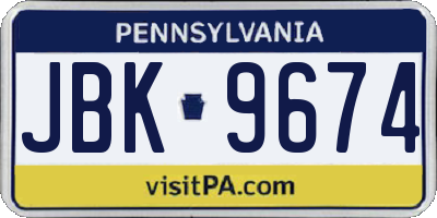 PA license plate JBK9674