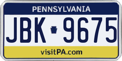 PA license plate JBK9675