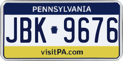 PA license plate JBK9676