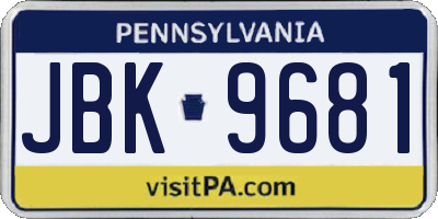 PA license plate JBK9681