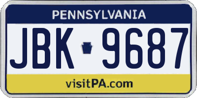 PA license plate JBK9687