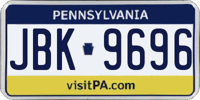 PA license plate JBK9696