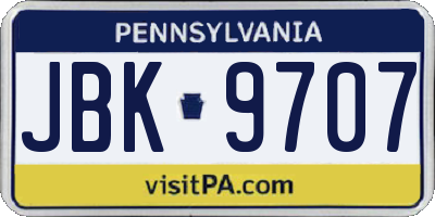 PA license plate JBK9707