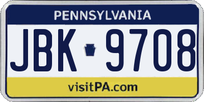 PA license plate JBK9708