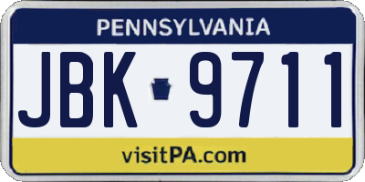 PA license plate JBK9711