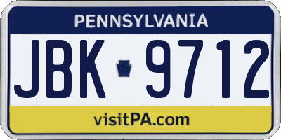 PA license plate JBK9712