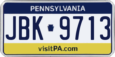 PA license plate JBK9713