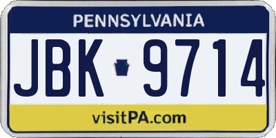 PA license plate JBK9714