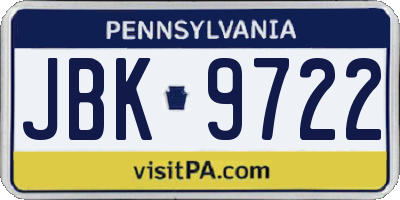 PA license plate JBK9722