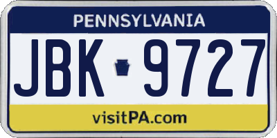 PA license plate JBK9727