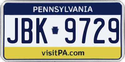 PA license plate JBK9729