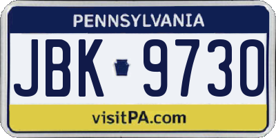 PA license plate JBK9730