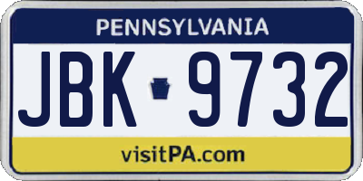 PA license plate JBK9732