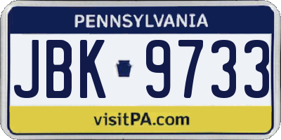 PA license plate JBK9733