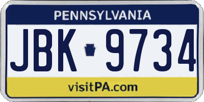 PA license plate JBK9734