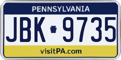 PA license plate JBK9735