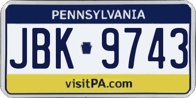 PA license plate JBK9743