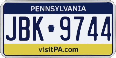 PA license plate JBK9744