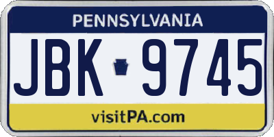 PA license plate JBK9745