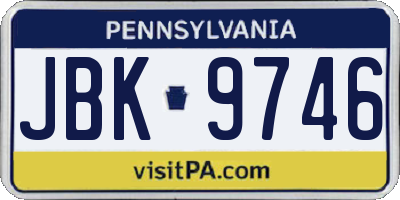 PA license plate JBK9746