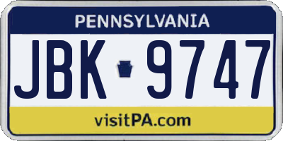 PA license plate JBK9747