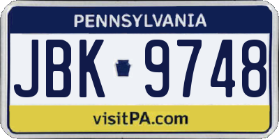 PA license plate JBK9748