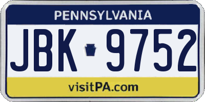 PA license plate JBK9752
