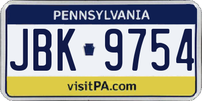 PA license plate JBK9754