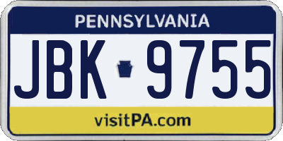 PA license plate JBK9755