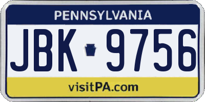 PA license plate JBK9756