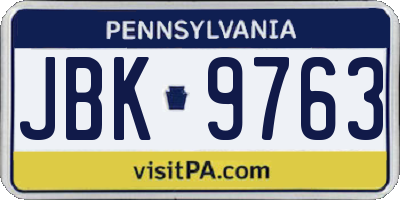 PA license plate JBK9763