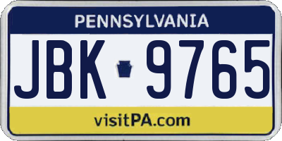 PA license plate JBK9765