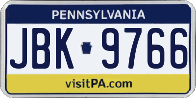 PA license plate JBK9766