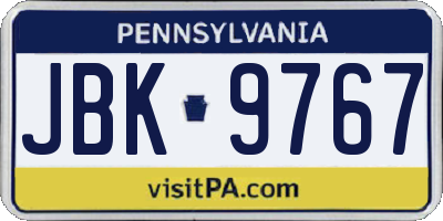 PA license plate JBK9767