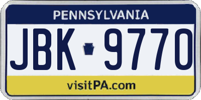 PA license plate JBK9770