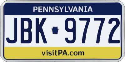 PA license plate JBK9772