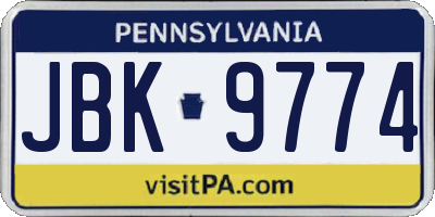 PA license plate JBK9774